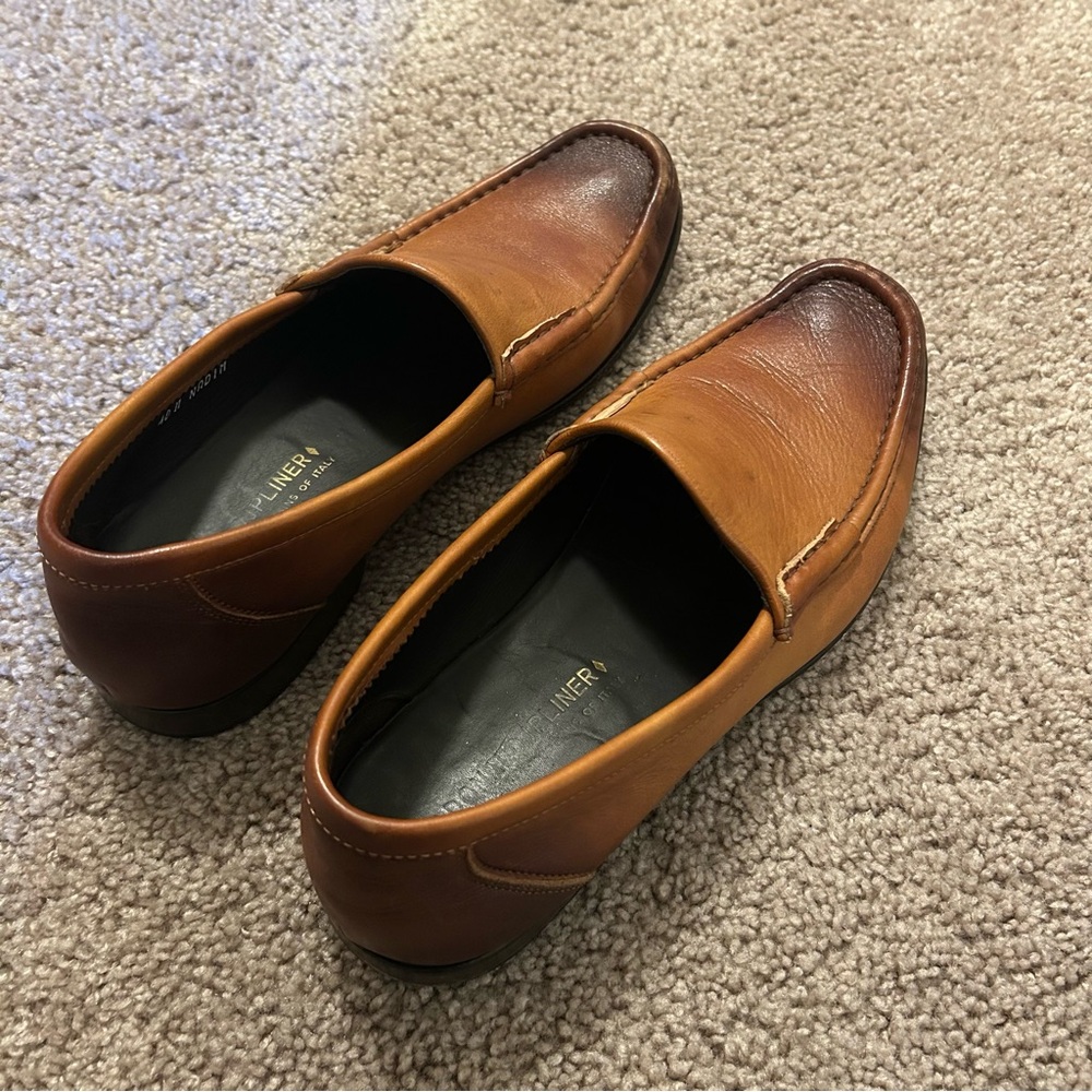 Donald Pliner Brown Leather Loafers Men’s Size 10 Made In Italy - Picture 3 of 14